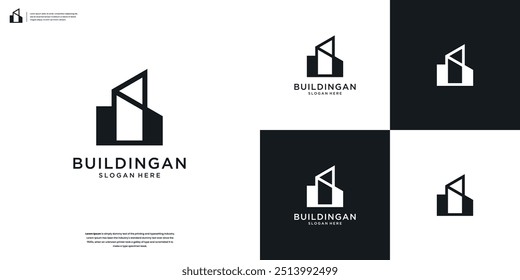 Building architecture logo design with abstract structure logo design inspiration