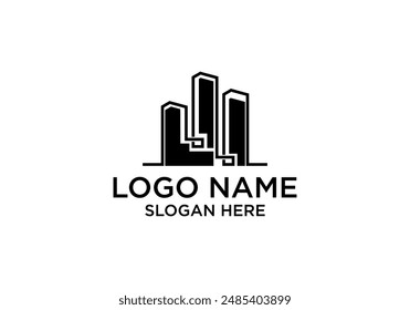 building architecture logo design, line art style real estate logo design