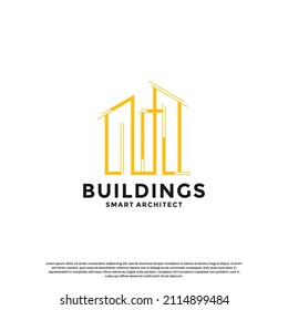 building architecture logo design template. building construction logo illustration