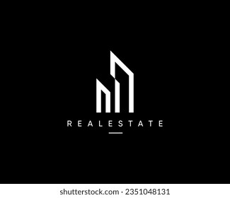 Design-Vorlage für Gebäude und Architektur-Logo. Abstraktes Design für Stadtlandschaften, Wolkenkratzer, Struktur, Planung, Residenz, Immobilien und Immobilien.