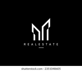 Plantilla de diseño del logotipo de construcción y arquitectura. Diseño abstracto para paisajes urbanos, rascacielos, estructura, planificación, residencia, propiedad e inmueble.