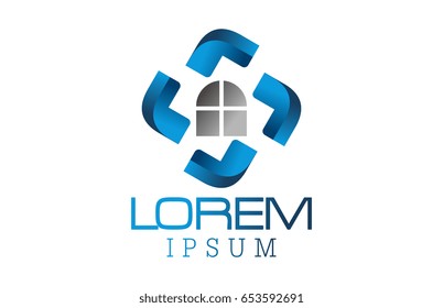 building architecture logo with square around