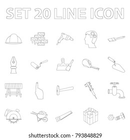 Building and architecture outline icons in set collection for design. Construction and Institution vector symbol stock web illustration.