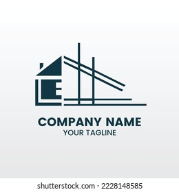 conjuntos de arquitectura de construcción, diseño de línea de arte de logotipo inmobiliario
