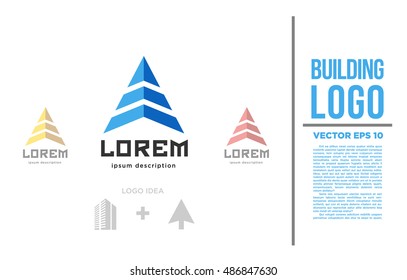 Building arrow geometric modern flat design logo