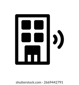 Gebäudeautomation. Konturenstrichvektorsymbol mit schwarz gefüllten Details.