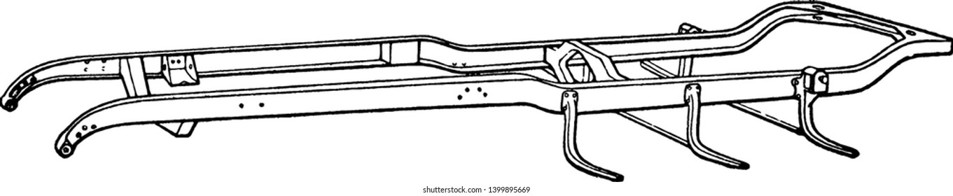 Construir un paso de automóvil 13 es un marco en el que se construye el coche, dibujo de línea vintage o ilustración de grabado.