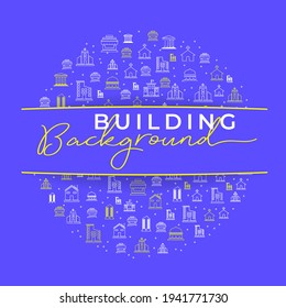 Building Background, Vector on blue background with building icons, Vector Illustration