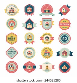 Building badge flat design background set, eps10