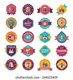 Building badge flat design background set, eps10