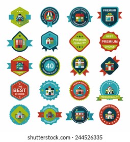 Building badge flat design background set, eps10