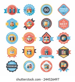 Building badge flat design background set, eps10
