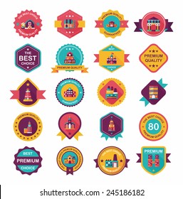 Building badge flat design background set, eps10