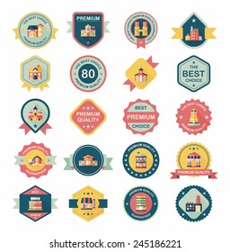 Building badge flat design background set, eps10