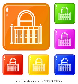 Building balcony icons set collection vector 6 color isolated on white background