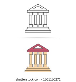 building bank line business icon vector flat design