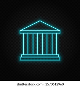 building, bank neon vector icon. Vector transparent background