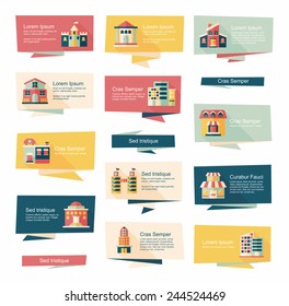 Building banner flat design background set, eps10