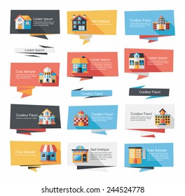 Building banner flat design background set, eps10