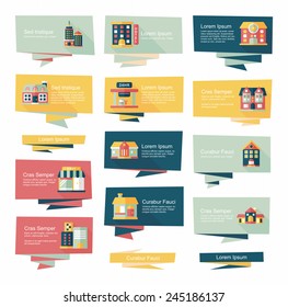 Building banner flat design background set, eps10