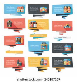 Building banner flat design background set, eps10