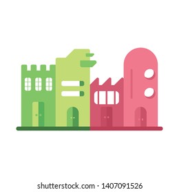 Building in beautiful style. Urban cityscape. Architecture building.  Modern city. Abstract houses. 