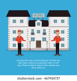 building bellboy hotel service icon. Colorfull and flat illustration, vector