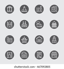 Building black circles line icon 