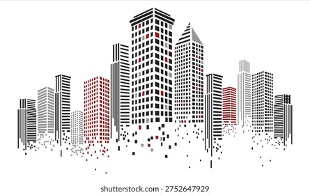 building with black dot  , tower , landscape , city vector design 