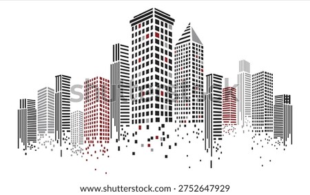 building with black dot  , tower , landscape , city vector design 