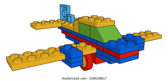 Building block for a child to play with typically a model or miniature replica of something vector color drawing or illustration