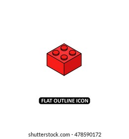 Building block flat line icon.