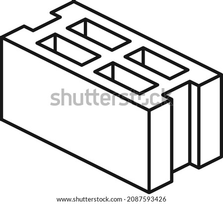 Vector Building block icon. Concrete or clay hollow brick