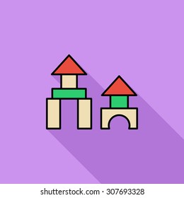 Building block icon. Flat vector related icon with long shadow for web and mobile applications. It can be used as - logo, pictogram, icon, infographic element. Vector Illustration.