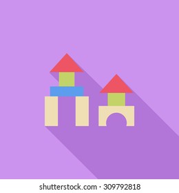Building block icon. Flat vector related icon with long shadow for web and mobile applications. It can be used as - logo, pictogram, icon, infographic element. Vector Illustration.
