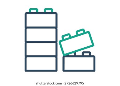Icono de bloque de construcción. estilo de icono de línea. icono relacionado con la creatividad constructiva. creatividad Elementos Ilustración vectorial