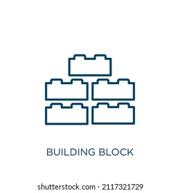 building block icon. Thin linear building block outline icon isolated on white background. Line vector building block sign, symbol for web and mobile