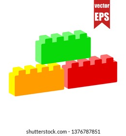 Building block icon.Isometric and 3D view.