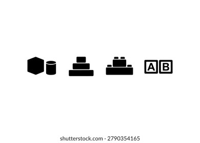 Building Block Silhouette Collection Minimal Black Toy Icons