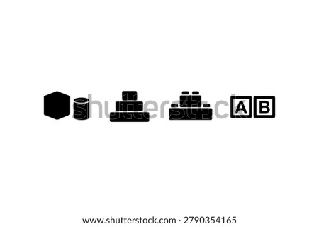 Building Block Silhouette Collection Minimal Black Toy Icons