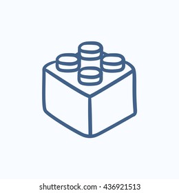 Building Block Vector Sketch Icon Isolated On Background. Hand Drawn Building Block Icon. Building Block Sketch Icon For Infographic, Website Or App.