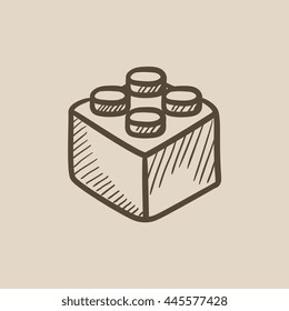 Building Block Vector Sketch Icon Isolated On Background. Hand Drawn Building Block Icon. Building Block Sketch Icon For Infographic, Website Or App.