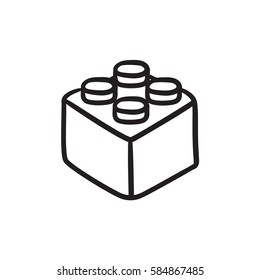 Building Block Vector Sketch Icon Isolated On Background. Hand Drawn Building Block Icon. Building Block Sketch Icon For Infographic, Website Or App.