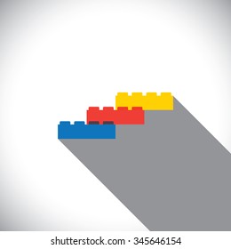building blocks arranged as steps - vector icon. this vector graphic can represent logo, infographic element, construction concepts, kids concepts, learning & education, etc