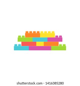 Building blocks baby toy. Plastic bricks. Vector. Kids toy icon isolated on white background in flat design. Cartoon illustration.