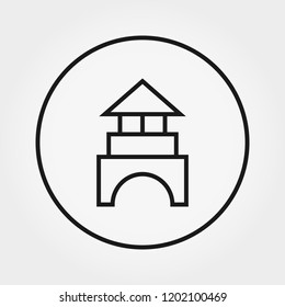 Building blocks. Cubes. Constructor. Toy. Universal icon for web and mobile application. Vector illustration on a white background. Editable Thin line.