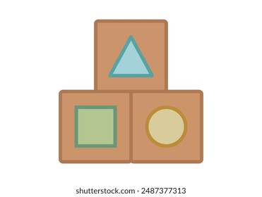 Building blocks with geometric shapes of triangle, square and circle