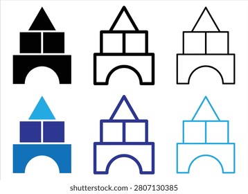 Building blocks icon set. flat style. vector stock illustration. suitable for game, application, children education.