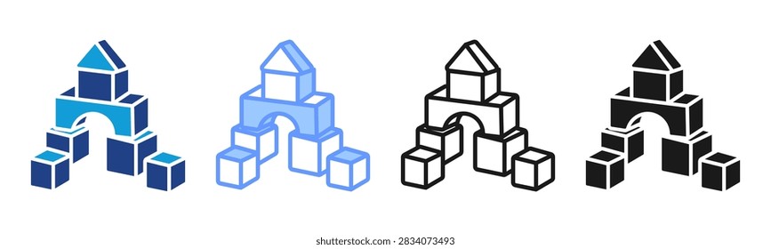 Building Blocks icon set multiple style collection