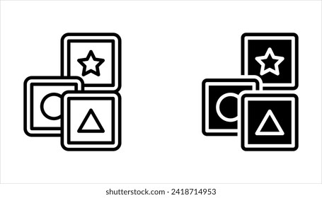 Building blocks line icon set. Outline symbol of toys and construction. Editable stroke flat on white background